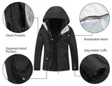 Diamond Candy Womens Winter Ski Jacket, 3-in-1 Warm Waterproof Coat with Windproof Fleece Liner Black