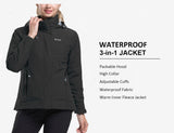 Diamond Candy Womens Winter Ski Jacket, 3-in-1 Warm Waterproof Coat with Windproof Fleece Liner Black