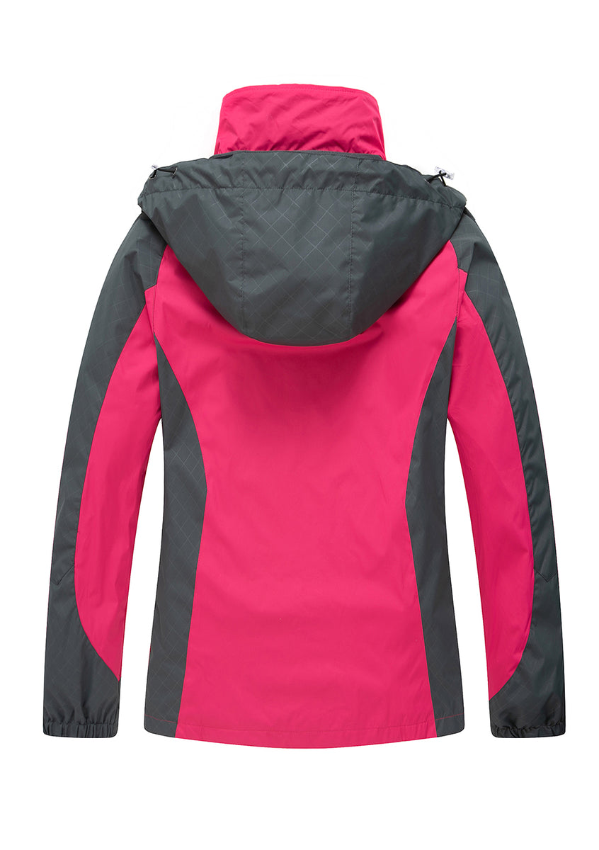 Diamond Candy Waterproof Rain Jacket Women Lightweight Outdoor Raincoat Hooded for Hiking Black L