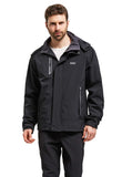Diamond Candy Men Hooded Waterproof Jacket Lightweight Rain Jacket Outdoor Casual Sportswear Black