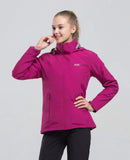 Diamond Candy Womens Winter Ski Jacket, 3-in-1 Warm Waterproof Coat with Windproof Fleece Liner Hotpink