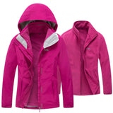 Diamond Candy Womens Winter Ski Jacket, 3-in-1 Warm Waterproof Coat with Windproof Fleece Liner Hotpink