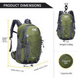 Diamond Candy Waterproof Hiking Backpack 40L with Rain Cover for Outdoor Army Green