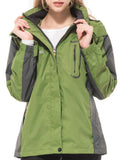 Diamond Candy Waterproof Rain Jacket Women Lightweight Outdoor Raincoat Hooded for Hiking Green