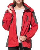 Diamond Candy Waterproof Rain Jacket Women Lightweight Outdoor Raincoat Hooded for Hiking Red