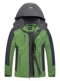 Diamond Candy Men Hooded Waterproof Jacket Lightweight Rain Jacket Outdoor Casual Sportswear Green