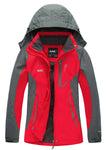 Diamond Candy Womens Rain Jacket Waterproof with Hood Lightweight Hiking Jacket Red