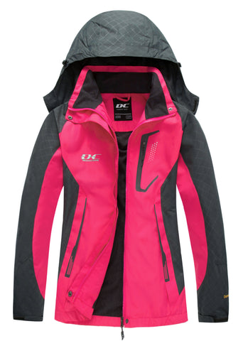 Diamond Candy Womens Rain Jacket Waterproof with Hood Lightweight Hiking Jacket Hot Pink