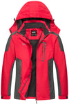 Diamond Candy Waterproof Rain Jacket Women Lightweight Outdoor Raincoat Hooded for Hiking Red