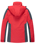 Diamond Candy Waterproof Rain Jacket Women Lightweight Outdoor Raincoat Hooded for Hiking Red