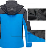 Diamond Candy Men Hooded Waterproof Jacket Lightweight Rain Jacket Outdoor Casual Sportswear Blue