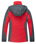 Diamond Candy Womens Rain Jacket Waterproof with Hood Lightweight Hiking Jacket Red